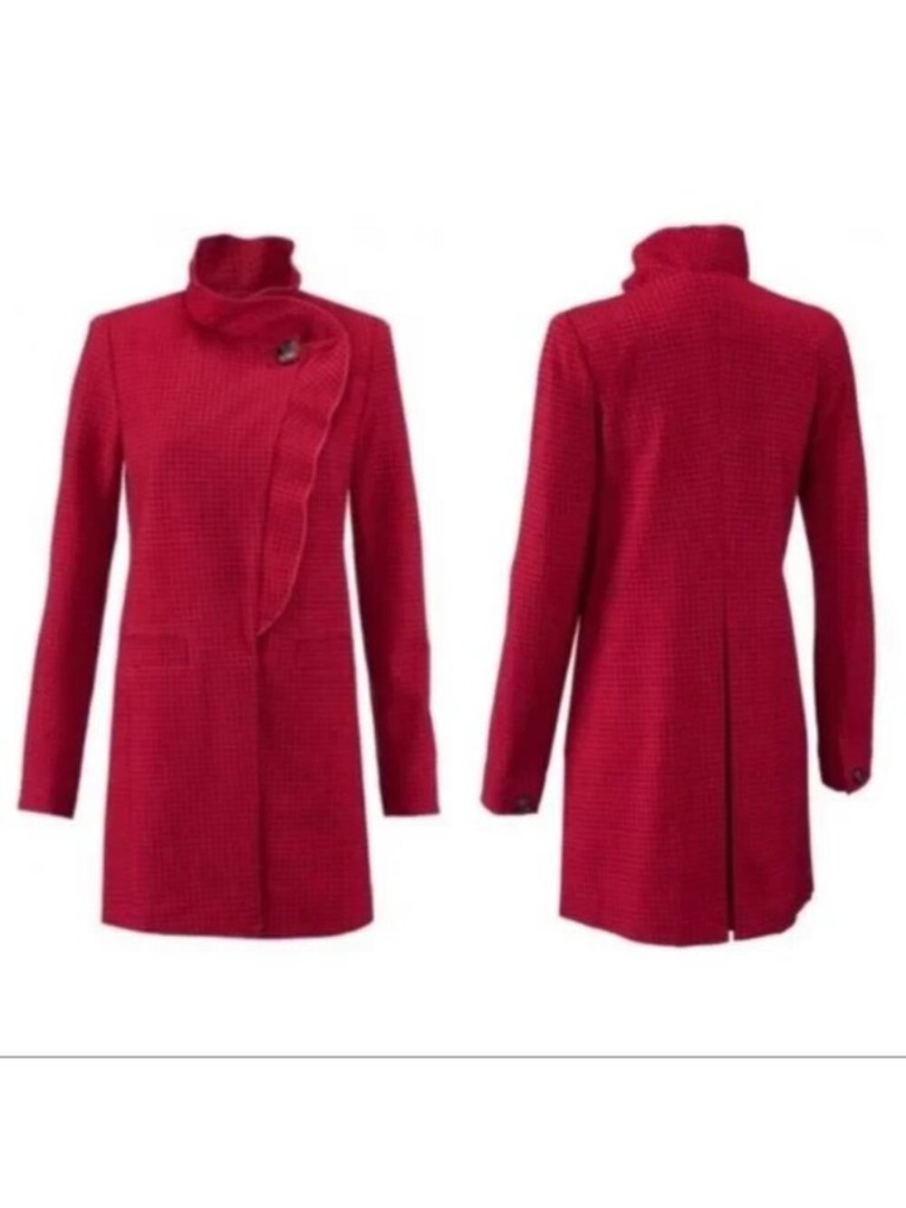 -Cabi Celebration Jacket Women’s Size XS Red Houndstooth Print Academia #3546